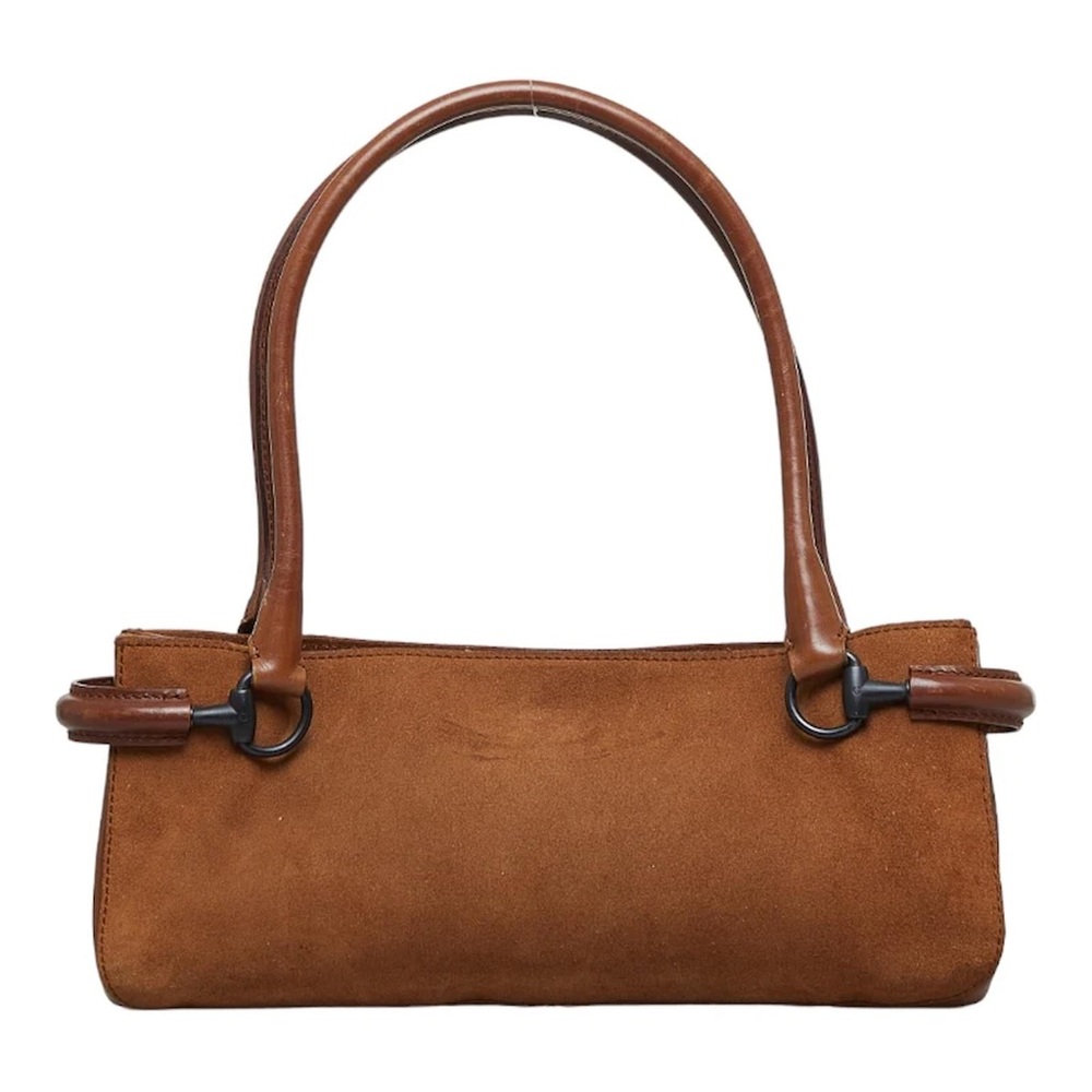 Gucci Suede Horsebit Baguette Bag Brown